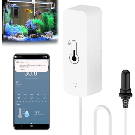 Thermomètre hygromètre intelligent WiFi avec sonde de température et d humidité avec application de surveillance à distance (1/4)