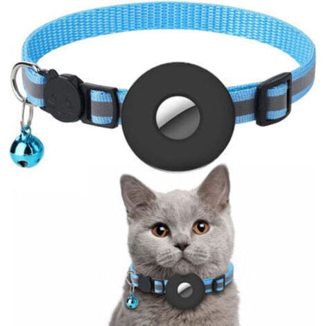 collier réfléchissant pour chat airtag avec cloche et support airtag compatible avec apple airtag, beau collier pour chat avec boucle de sécurité amovible pour chatons chiots (1/5)