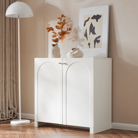 Aparador blanco con 2 puertas, 1 estante, mueble de cocina, 80x40x80 cm (1/5)