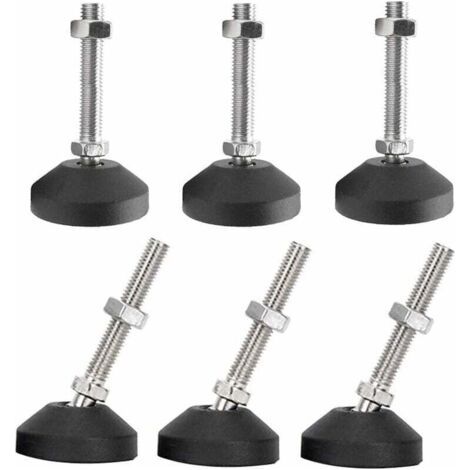 Pieds de meuble - Lot de 6 pieds universels réglables en silicone D50 × M8 × 50, base pivotante articulée en nylon filetée M8, patins de glissement pour pieds de table (1/5)