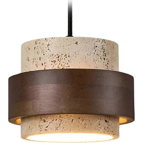 Lampe suspendue de chambre à coucher, lustre, petite lampe en pierre, bois couleur noyer, luminaire suspendu style rétro pour bar ou restaurant (1/5)
