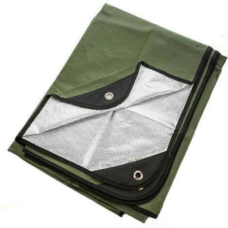 Bâche isolante, couverture de survie thermique robuste et réutilisable – 152 x 208 cm, réfléchit 90 % de la chaleur corporelle, imperméable, coupe-vent, conception à 3 couches, renforts (1/5)