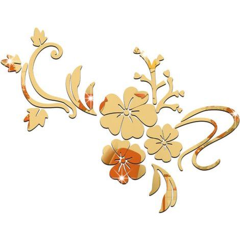 Amovible Miroir Fleur Autocollant Decal Auto-Adhésif Art Décor Stickers Muraux 76X90CM (1/5)