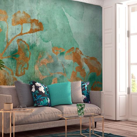 Papier peint Copper Ginkgo - 150 x 105 cm (1/4)