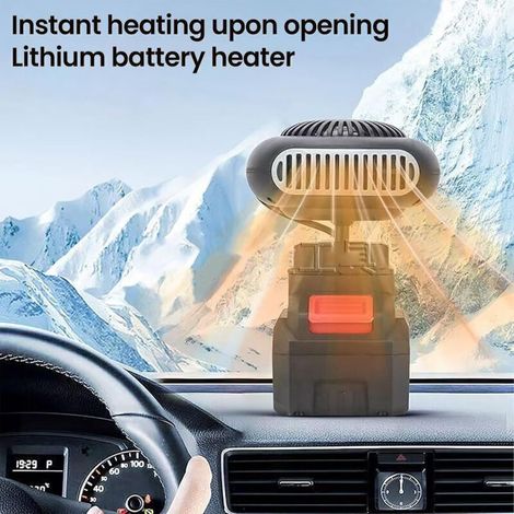 Chauffage D'appoint Alimenté par Batterie,Chauffage Voiture Portable,Chauffage D'appoint Sans Fil,Chauffage Rapide,Dégivrage, Désembueur,pour Camping-car,SUV (1 batterie)