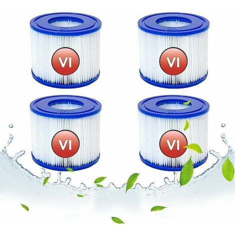 Cartouches filtrantes de Rechange pour Bestway VI, Filtre Cartridge VI pour Lay-Z-Spa Miami, pour Vegas, pour Monaco-Taille, Filtre pour Jacuzzi, pour Bestway 58323, 58239, 90352E (4 pi&egraveces)