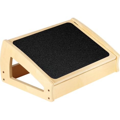Reposapiés, diseño ergonómico, altura regulable, color madera natural. (1/2)