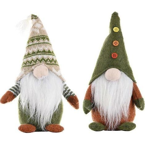 EVAGO Lot de 2 décorations de Noël et d'Halloween : gnome, Père Noël, elfe, nain en peluche. Décoration intérieure faite main. Jouets suédois Tomte. Cadeau idéal pour les enfants (Thanksgiving, annive (1/5)