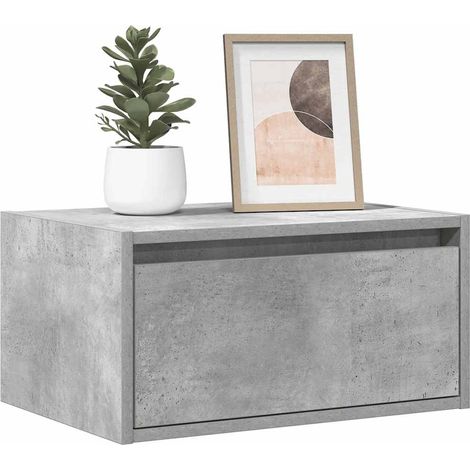 Wand-Nachttische mit LED-Leuchten 2 Stk. Betongrau