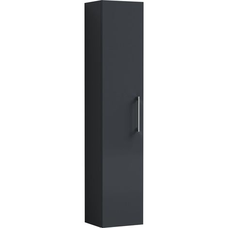 Balterley Bramshall Modern Bathroom 1 Soft Close Door Wall Hung Tall Storage Unit, Dark Grey with D-Shape Handle, 300 mm (1/2)