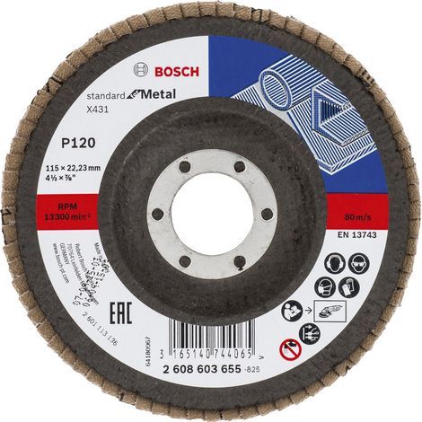 BOSCH 2608603655 PLATEAU À LAMELLE X431 STANDARD FOR METAL 115 X 22,23 MM 120 (1/3)