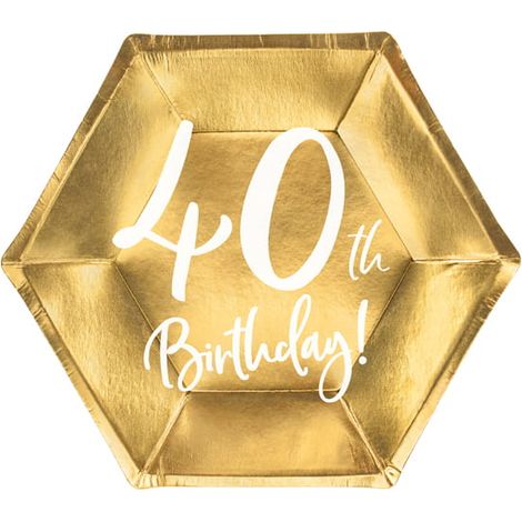 Piatti PartyDeco per il 40° compleanno, colore oro, 20 cm, 1 confezione / 6 pezzi (1/5)