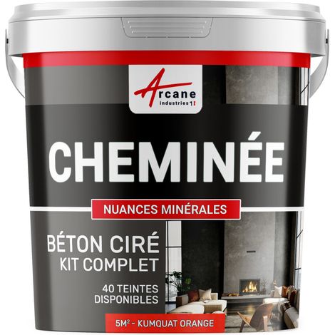 Béton ciré cheminée, kit avec primaire et vernis - 5 m² (en 2 couches) Kumquat Orange - ARCANE INDUSTRIES