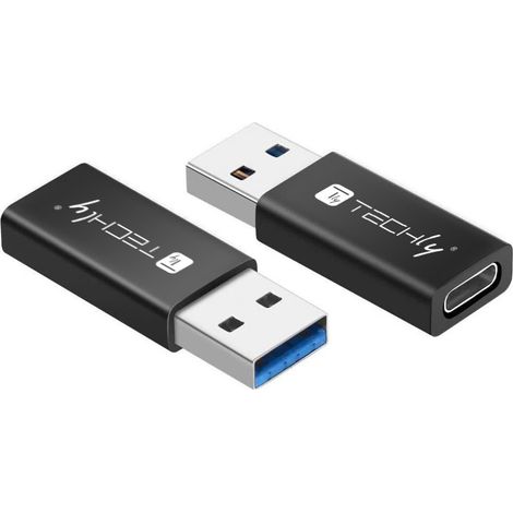 Techly iadap USB3-AFT USB-A/USB-C-Kabeladapter, Schwarz