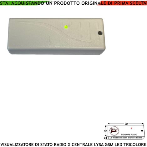 Segnala lo Stato Impianto Antifurto Radio Gestito da Centrale Serie Lysa Frequenza 433.92 Mhz Supervisionato Potenza 10 mW Led Tricolore Indica Funzioni Attive Pr. Anti Jamming Antiannebbiamento IP55