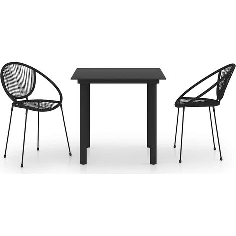 Maison Exclusive - Set da Pranzo da Giardino 3 pz in Rattan PVC Nero (1/5)