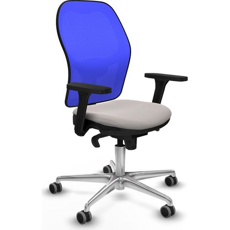 Jorquera sincro malla azul similpiel blanco brazos 3D base aluminio  ruedas 65mm engomada