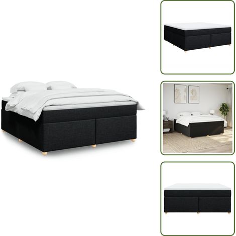 vidaXL Sommier à lattes de lit avec matelas Noir 180x200 cm Tissu (1/5)