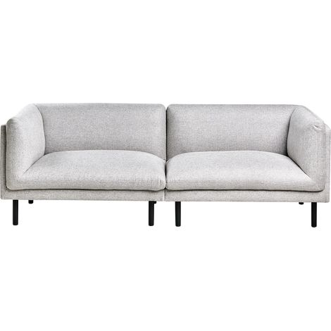 Sofá 3 plazas tapizado tela patas de hierro muebles sala de estar gris claro Vorgod