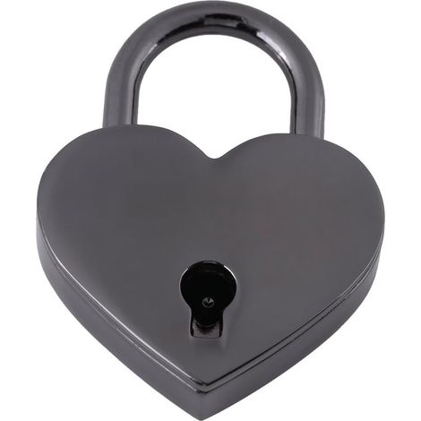 Petit Cadenas d'amour en Forme de Cœur, Petit Sac à Bagages, Cadenas pour Journal Intime, Loquets, Clés de Verrouillage Noires Antiques Vintage avec Livre de Clés, Boîte à Bijoux (1/5)