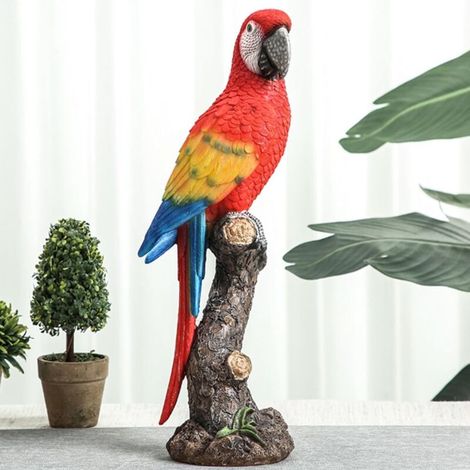 Bardusch - Statue de perroquets en résine de 40 cm, Ornements de Jardin, Ornement d'oiseau en résine réaliste, modèle de Perroquet, Jouet, Sculpture de Jardin, décoration Murale Red (1/4)