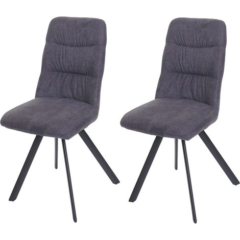 Juego de 2 cómodas sillas de comedor giratorias con estructura de acero terciopelo antracita 040007358 (1/5)