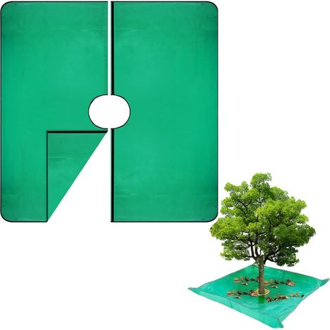 Bâche d'Élagage 200x200 Cm Imperméable avec Trou Central 30cm, Attrape-Feuilles Et Branches avec Boucles d'angle, pour Taille des Arbres Et Arbustes Au Jardin (Diamètre 30cm) (1/5)