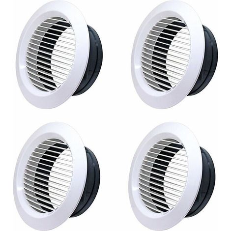 Grille D'aération Blanche, 4 Pcs Diffus de Plafond Rond, Grille de Ventilation en Plastique pour Ventilation des Pièces de Vie et D'affaires, Cuisine, Salle de Bain, Toilettes, Garages