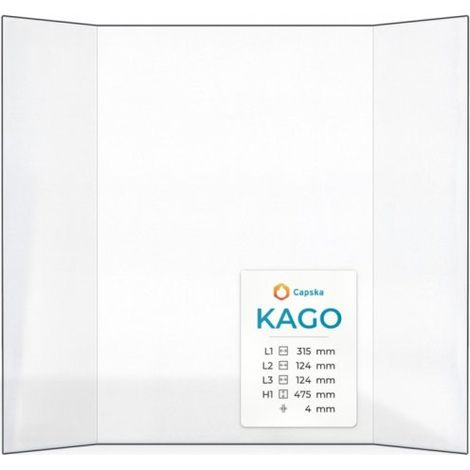 Vitre Kago GENIUS 475 - Verre Prismatique pour insert - (124 + 315 + 124) x 475 mm (L2+L1+L3 x H1) - 4 mm