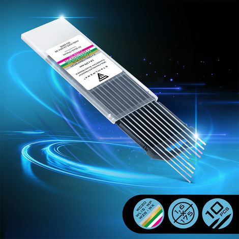 STAHLWERK Elettrodi di tungsteno oro, grigio, rosa, bianco, verde 1,6 mm, 2 ciascuno in un set da 10