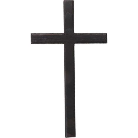 Croix murale en bois noir décoration religieuse 24 x 14 x 14 cm à suspendre (1 pièce) - Noir (1/5)