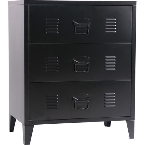 Elegante cassettiera pratica cassettiera in acciaio metallico 72 x 60 x 40 cm nero 030006837