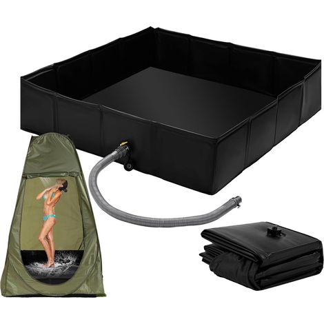 Bac de douche pliable, cabine de douche temporaire portable d'extérieur – Trou de drainage étanche pour camping-car, animal domestique, voyage (1/5)
