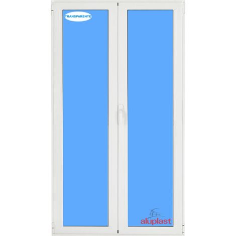 Balconera PVC 1500x2100 Blanca 2 Hojas Oscilobatiente Vidrio Transparente (1/6)
