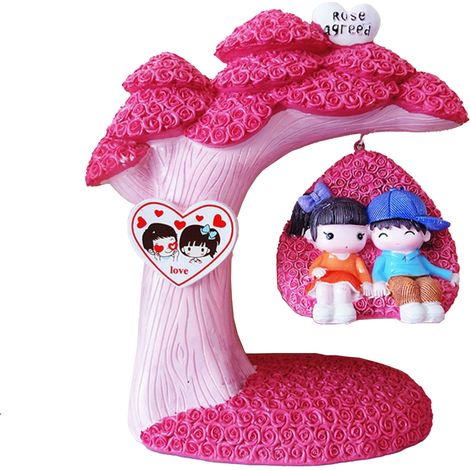 (Arbre de l'amour rose) Décoration d'intérieur, meuble à vin, ornement moderne et créatif pour le salon, meuble TV, cadeau de mariage, petit ornement pour la chambre (avec papier cadeau) (1/2)