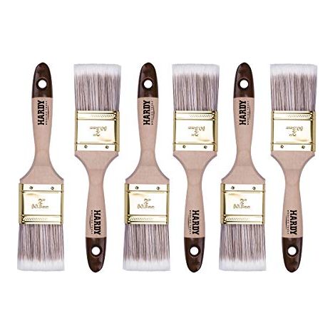 HARDY WORKING TOOLS Set de pinceaux plats 6 pieces, 6 pieces - 50 mm de largeur, Set de pinceaux peints avec manche en bois, pinceaux vernis Serie 45, 6PCS, jeu de pinceaux A0205-450620 (1/5)