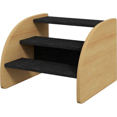 Escalier pour petit chien, 3 marches stables. Dimensions 38.5x38.5x30 cm. Design en chêne et noir pour confort et accès facile (1/5)