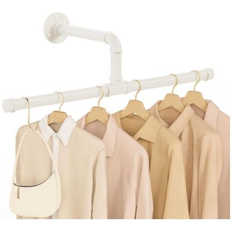 BUNTHAUS Portant mural pour vêtements, lot de 1, porte-manteau mural amovible de 51 cm, pour salon ou chambre, blanc (1/5)