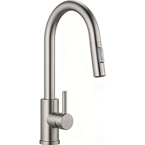 AICA Hochdruck Edelstahl Mischbatterie Ausziehbar Wasserhahn Küche Küchenarmatur Gebürstet