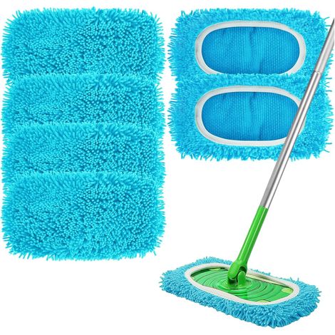 6 Pièces Lingettes Reutilisable pour Swiffer Sweeper, 25,4 x 11,5 cm Chiffons de Serpillière Microfibre pour Sweeper, Lavables Mop de Chiffons de Rechange en Microfibre, pour Nettoyage Sec et Humide (1/5)
