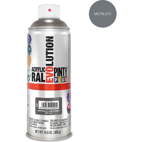 Pintura acrílica spray evolution metalizada 520 cc gris mt156