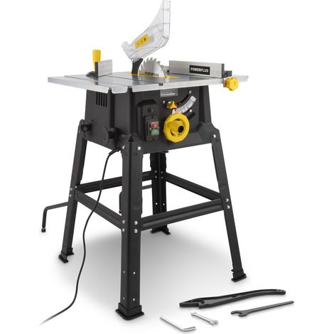 Powerplus Scie à Table E de 4800 W POWX07590Circulaire Coupes Droites, Angle et d'Onglet Ø 210 mm - Extensible-1 Acc