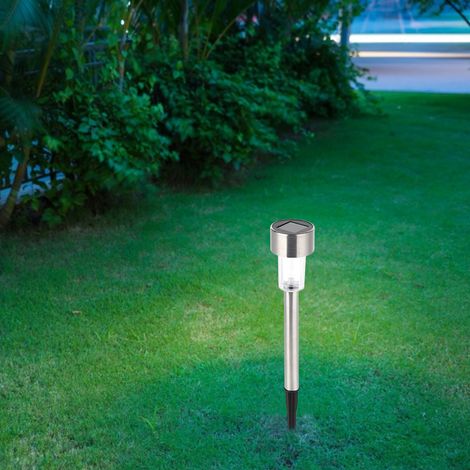 Lot de 10 lampadaires solaires LED en acier inoxydable pour jardin, éclairage de cour, lumière blanche (1/5)