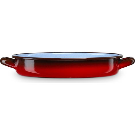 Briebe Ignea Cacerola Baja Inducción 10cm Cazuela 0,2L Fuente Acero Esmaltado Vitrificado Vintage Fuego Horno Rojo (1/2)