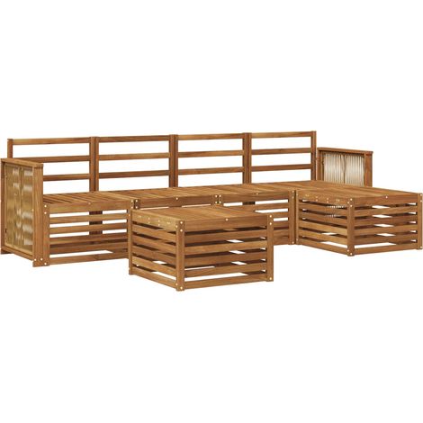 Conjunto de sofás de exterior 6 pcs Natural vidaXL