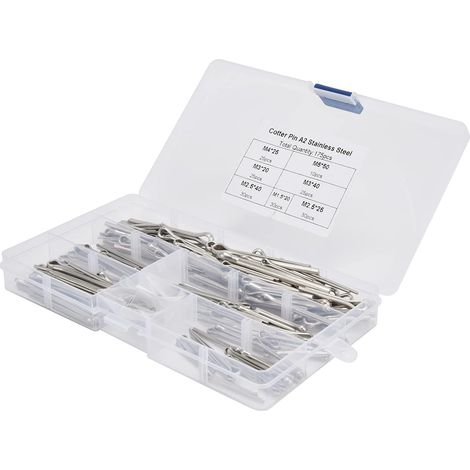 Kit d'assortiment à Broches COTTER, épingles Divisées en Acier Inoxydable PINS COTTER 175PCS COTTER PIN DE CLAPE METAL FINETER (1/5)