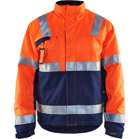 Giacca da lavoro invernale alta visibilità 4862 - Arancione fluorescente/Marine S (1/4)
