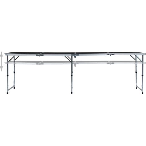 Table pliable de camping Gris Aluminium 240x60 cm