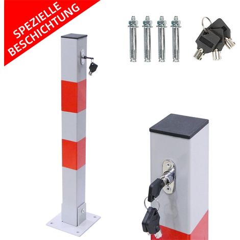 Parkpfosten klappbar Parkplatzsperre 65CM Absperrpfosten Poller Klapppfosten Grau Rot Sperrpfosten Parkplatz Sperre Parkplatzpfosten