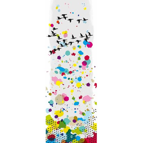 Papier peint panoramique oiseaux | Tapisserie panoramique multicolore pour chambre enfant | Papier peint panoramique noir animaux - 280 x 100 cm (1 pièce) (1/2)